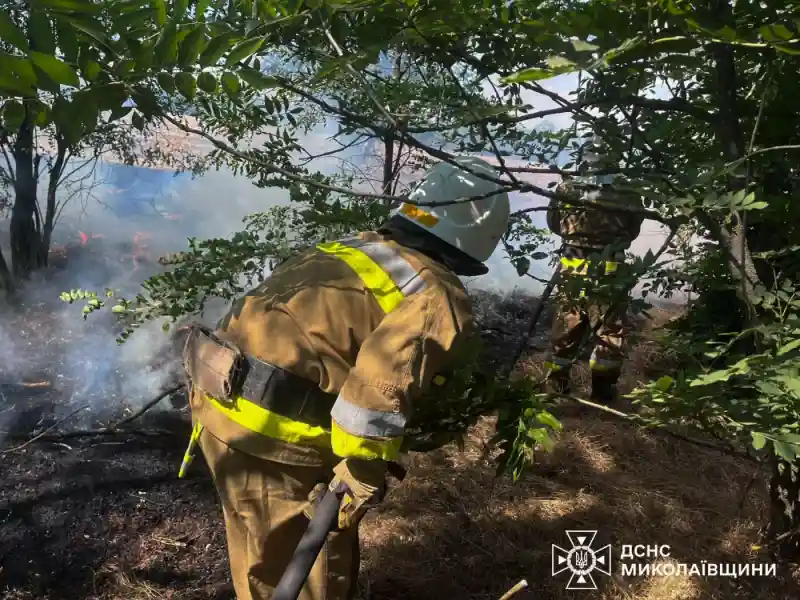 Добу у вогні: на Миколаївщині зафіксували 44 пожежі, дві з них спричинили атаки дронів